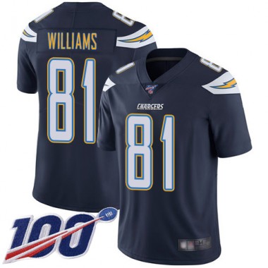 Los Angeles Chargers NFL Football Mike Williams Navy Blue Jersey Men Limited  #81 Home 100th Season Vapor Untouchable
